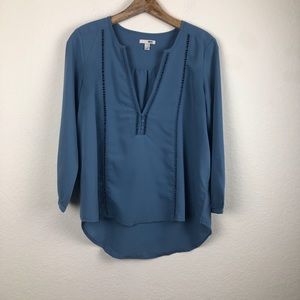 Amuse Society 3/4 Sleeve Blue Blouse Top Small